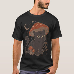 T-shirt Chapeau champignon chat mignon Cottagecore Vintage