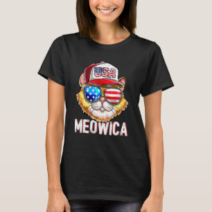 T-shirt Chapeau de camionneur Meowica drapeau américain ch