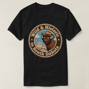 T-shirt Chapeau de cowboy drôle vintage bison Dakota du Su