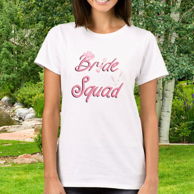 T-shirt Chapeau de cowboy rose avec fleurs Bride Squad  (Créateur téléchargé)