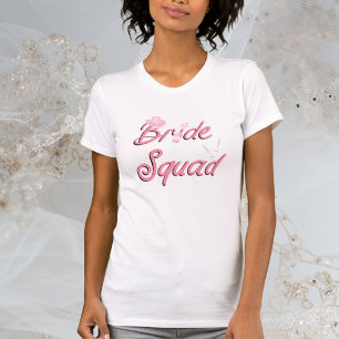 T-shirt Chapeau de cowboy rose avec fleurs Bride Squad 