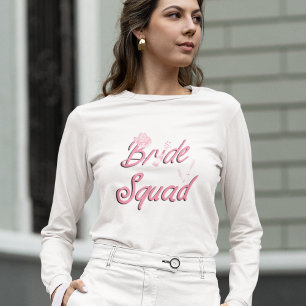 T-shirt Chapeau de cowboy rose avec fleurs Bride Squad
