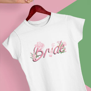 T-shirt Chapeau de cowboy rose avec fleurs de mariée 