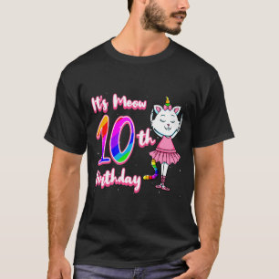 T-shirt Chapeau de fête d'anniversaire de chat 10 ans ball
