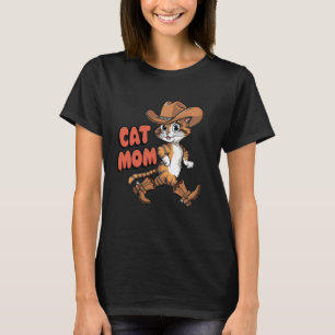T-shirt Chapeau de maman de chat mignon Bottes Cowgirl Occ