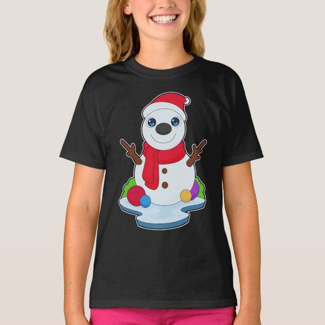 T-shirt Chapeau de Noël Snowman (Devant)