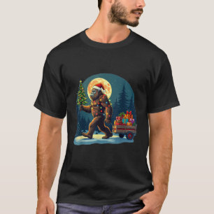 T-shirt Chapeau de Père Noël Bigfoot lumières de sapin de
