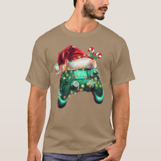 T-shirt Chapeau de Père Noël de Noël Contrôleur de jeu vid