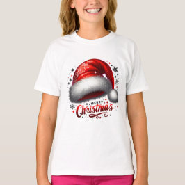 T-shirt Chapeau de Père Noël Écarlate Lumineux