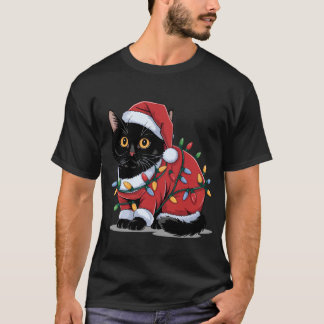T-shirt Chapeau de Père Noël pour chat mignon Costume Lumi