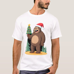 T-shirt Chapeau de Père Noël pour sapin de Noël Bigfoot (1