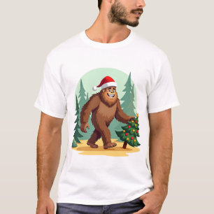 T-shirt Chapeau de Père Noël pour sapin de Noël Bigfoot (3