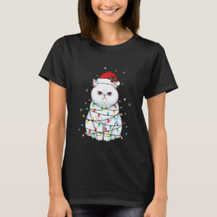 T-shirt Chapeau de Santa drôle de chat persan Lumières de 