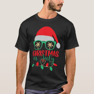 T-shirt Chapeau de Santa Noël en Juillet Lunettes de solei