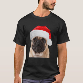 T-shirt Chapeau de Santa Pug Mignon Image Pugs Noël Cool