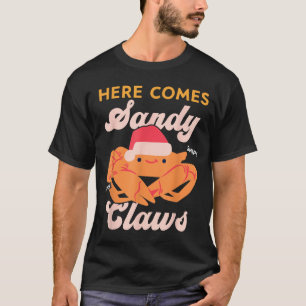 T-shirt Chapeau de Santa Pun Crabe de Noël Mignon, Voici d