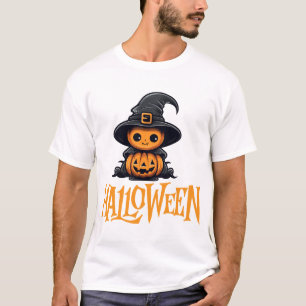 T-shirt Chapeau de sorcière Citrouille Chibi Mignon Graphi