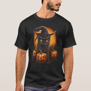 T-shirt Chapeau de sorcière de chat d'Halloween Art pour l