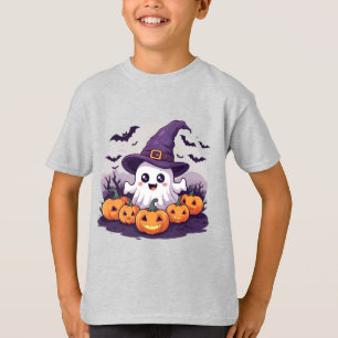 T-shirt Chapeau de sorcière fantôme avec chauves-souris vo