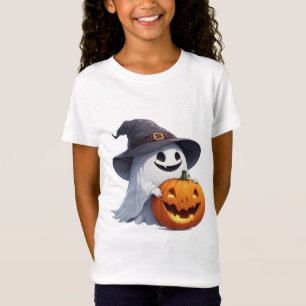 T-Shirt Chapeau de sorcière fantôme Citrouille Accent de f