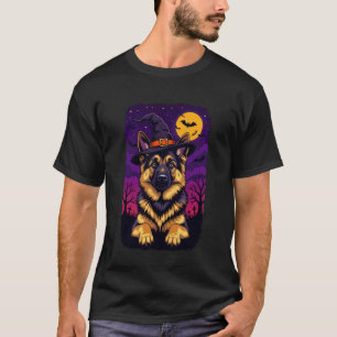 T-shirt Chapeau de sorcière Halloween pour Berger Allemand