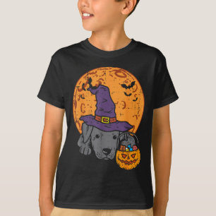 T-shirt Chapeau de sorcière Pitbull Moon Jack O Lantern Ha