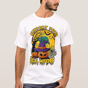 T-shirt Chapeau de sorcière pour chat Halloween Soutenir l