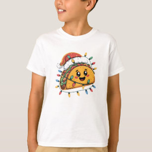 T-shirt Chapeau de Taco Santa Lumières de Noël Tacos Xmas