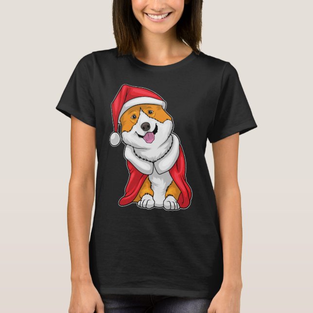 T-shirt chapeau Noël Corgi (Devant)