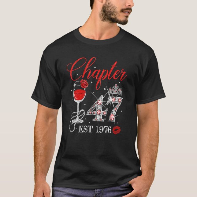 T-shirt Chapitre 47 Années EST 1976 47e Anniversaire Red R (Devant)