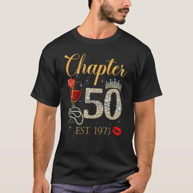 T-shirt Chapitre 50 ans EST 1973 50e anniversaire Red Rose (Devant)