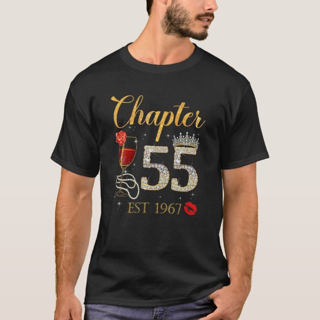T-shirt Chapitre 55 Years EST 1967 55Th Birthday Red Rose  (Devant)
