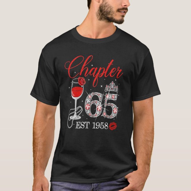 T-shirt Chapitre 65 ans EST 1958 65e anniversaire Red Rose (Devant)
