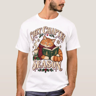 T-shirt Chapitre Cosy Saison Lecture de Noël Chat