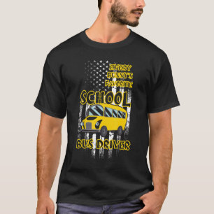 T-shirt Chaque Bunny's Favorite School Bus Driver Amusez-v