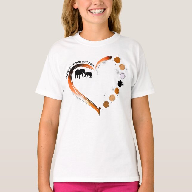 T-shirt Chaque éléphant compte Golden Heart Elephant Paws (Devant)