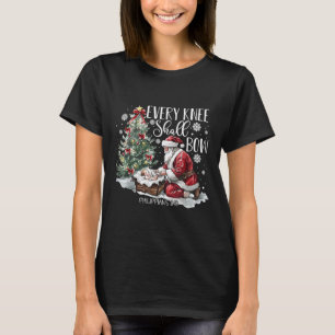 T-shirt Chaque genou doit Bow Père Noël Écran de Noël Nati