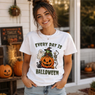 T-shirt Chaque Jour Est Halloween Citrouille De Sorcière M