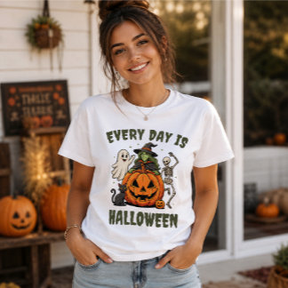 T-shirt Chaque Jour Est Halloween Citrouille De Sorcière M