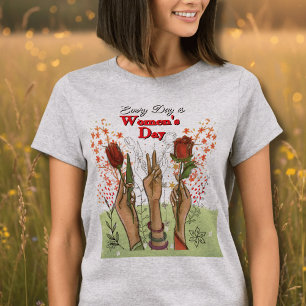 T-shirt Chaque Jour est la Journée des Femmes Floral Main