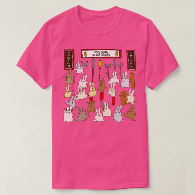 T-shirt Chaque lapin était un kung fu qui se battait (Design devant)