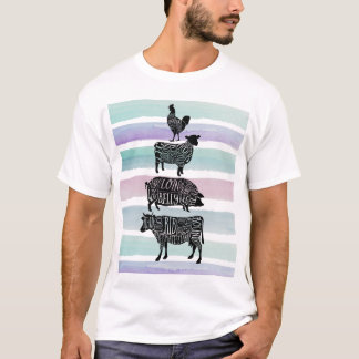 T-shirt charcuterie de viande de porc de vache, charcuteri