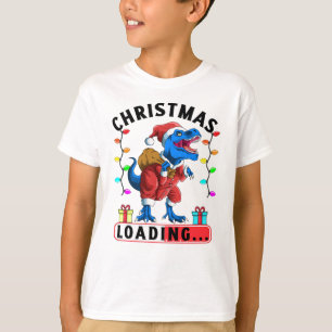 T-shirt Chargement de Noël de dinosaure bleu T Rex