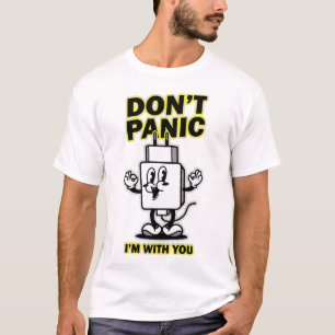 T-shirt Chargeur Mobile Dessin Animé Comique : Ne Paniquez