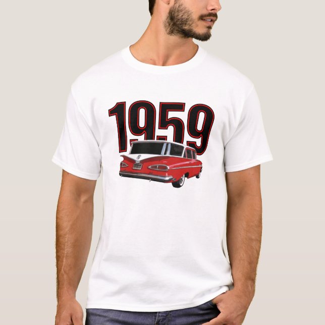 T-shirt Chariot 1959 à deux tons rouge et de blanc de (Devant)