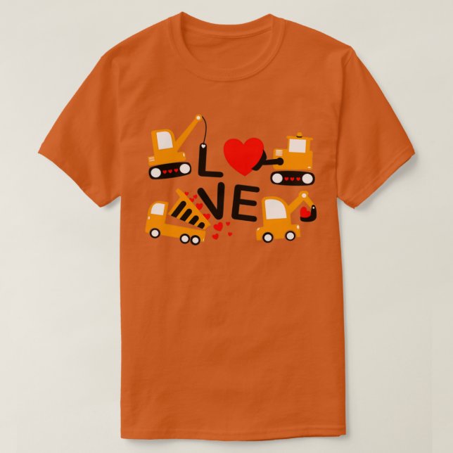 T-shirt Chariot de construction Valentinex27s Jour de l'Am (Design devant)