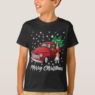 T-shirt Chariot rouge Joyeux Arbre de Noël Chien Beagle Ch