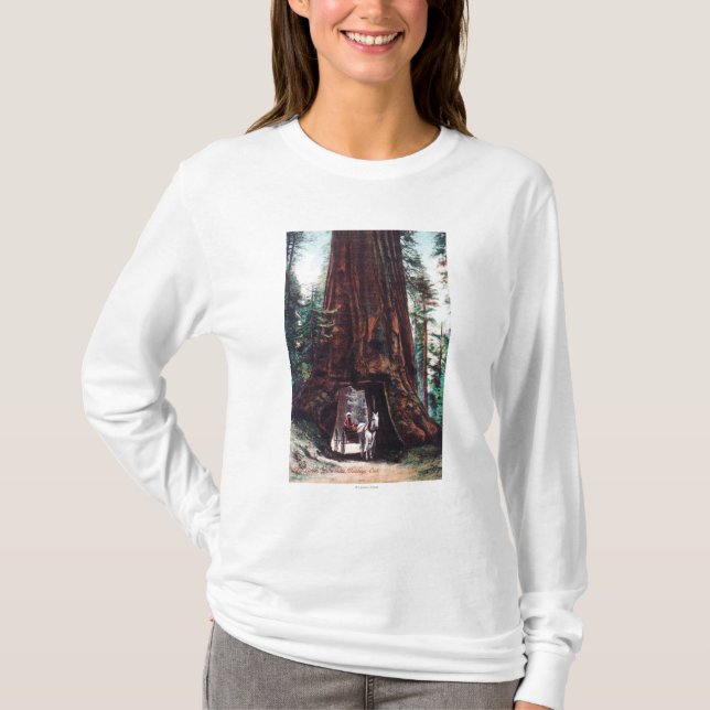 T-shirt Chariot voyageant sous un séquoia géant (Devant)