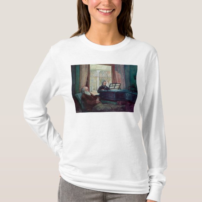 T-shirt Charles Darwin et son épouse au piano (Devant)