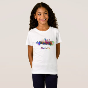 T-Shirt Charlotte V2 skyline in watercolor